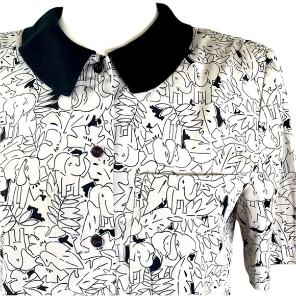 Vintage Tops - VINTAGE Russ Elephant Print Blouse Size Small